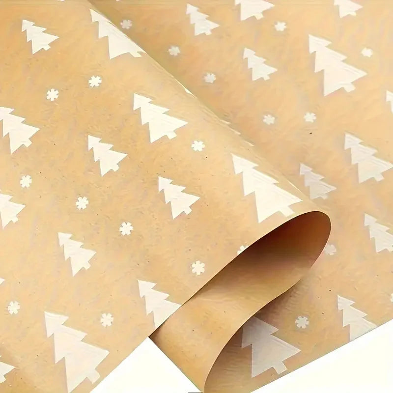 Christmas Gift Wrapping Paper with Snowflake Tree Pattern Paper Roll 16.9"x590" Eco-Friendly Paper Material for Holiday Presents