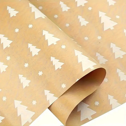Christmas Gift Wrapping Paper with Snowflake Tree Pattern Paper Roll 16.9"x590" Eco-Friendly Paper Material for Holiday Presents