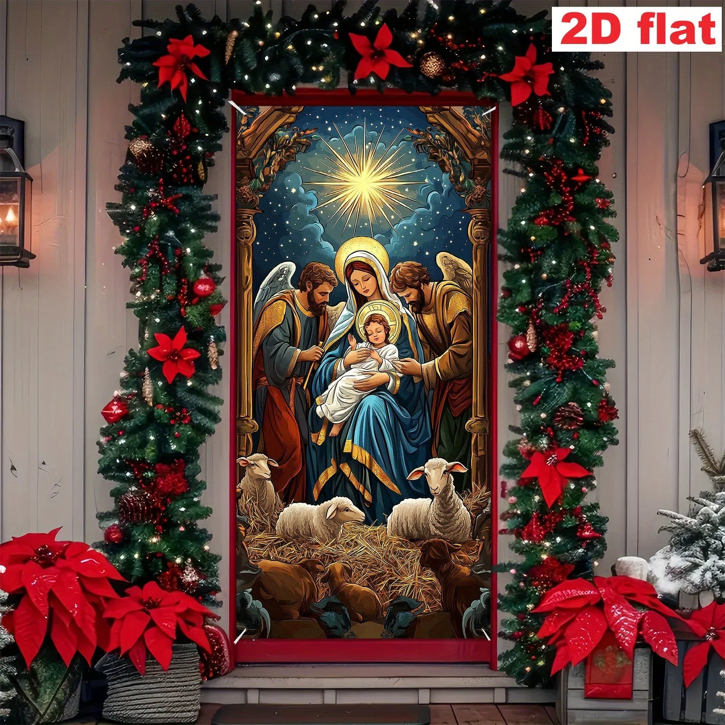 1pc religious Christmas scenes, including Maria, Joseph, young people, shepherds - indoor/outdoor decoration