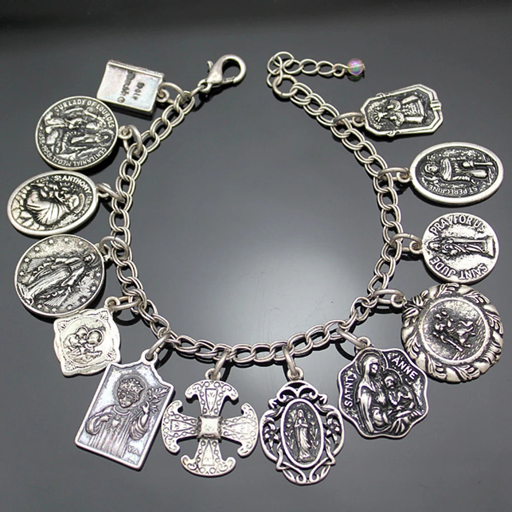 Women's Mythology Fairytale Bracelets Beads Charms Mermaid Seahorse Link Chain Crystal Bangle Armband Aesthetic Jewelry Vintage
