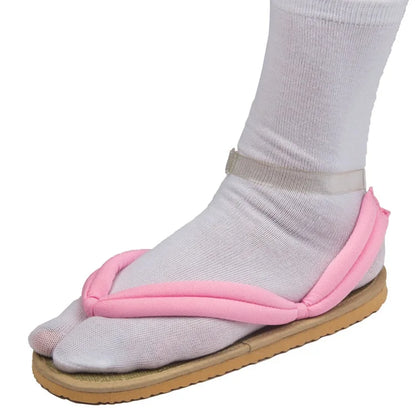 Demon Slayer Nezuko cosplay costume footwear with pink straps and comfortable sole for costume enthusiasts