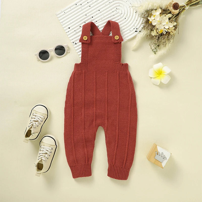 Baby Boy Jumpsuit Baby Girl Solid Knit Sleeveless Bodysuit Newborn Infant Cute Fall Clothes