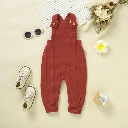 Baby Boy Jumpsuit Baby Girl Solid Knit Sleeveless Bodysuit Newborn Infant Cute Fall Clothes