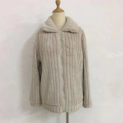 Autumn Winter Women Warm Furry Jacket New Fashion Patchwork Lapel Overcoat Female New Elegant Casual Communte Holiday Outerwears
