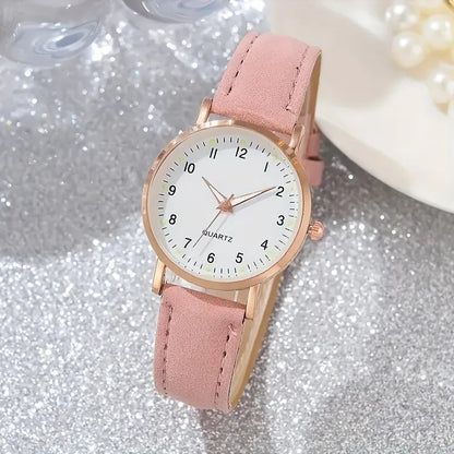 Kegllect 6pcs New  Pink Women's Round Dial Quartz Watch & Bracelets Set Gifts for Women Her NO BOX