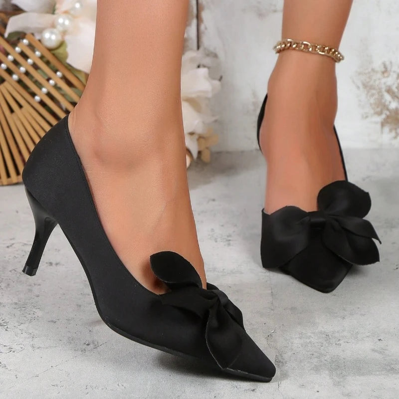 EtherealBe Shallow Mouth Fashion Heels with Bow