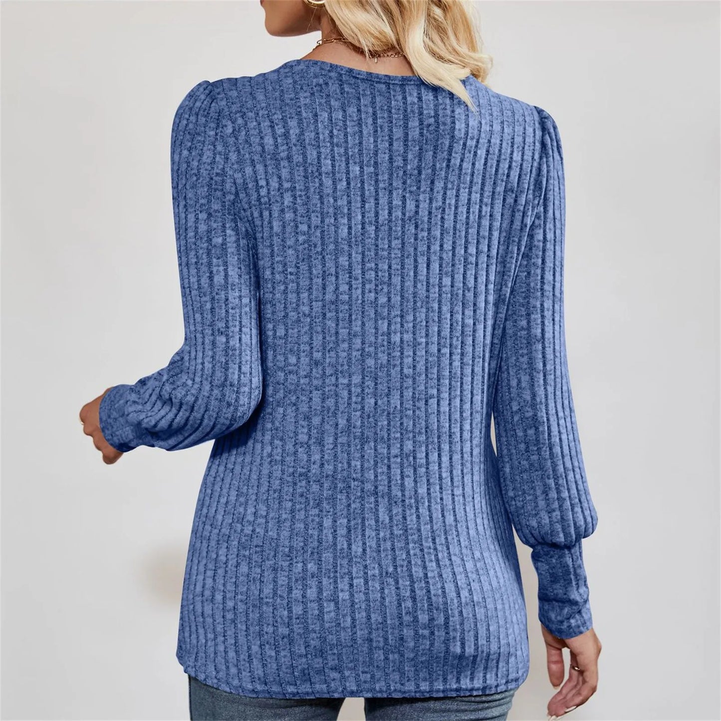 Autumn Elegant Trendy Long Sleeve Comfortable Ladies Top Casual Women's Pullover Simple Design Daily Solid Color Dress up