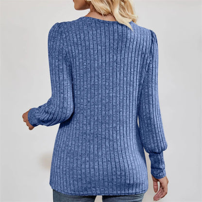 Autumn Elegant Trendy Long Sleeve Comfortable Ladies Top Casual Women's Pullover Simple Design Daily Solid Color Dress up