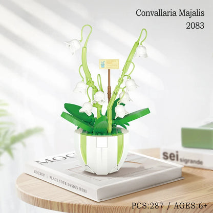 Building Blocks Set Orchid Flowers Bouquet Flower Blocks Bonsai Plant Model Bricks DIY Home Decoration Toys Kids Chirstmas Gifts