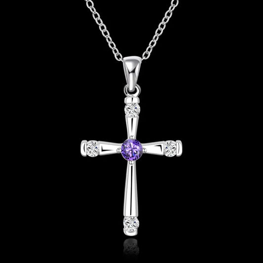 Fashion 925 Sterling Silver crystals cross Pendant diamond Necklace For Women 18 inch Christmas gift luxur party wedding Jewelry