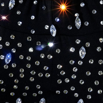 rhinestHollow Out Sexy Black Women Bodysuit pants Sets Long Sleeve Turtleneck Bodysuits Clubwear Costumes Stars Hot Singer Stage