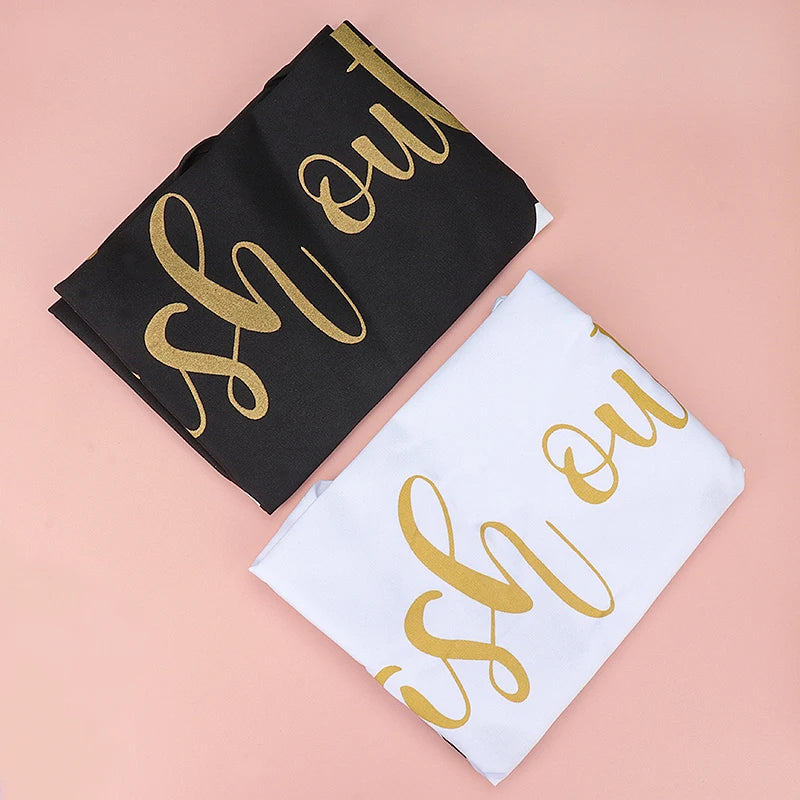 EtherealBe makeup artist kitchen apron set with stylish black and white designs featuring gold lettering