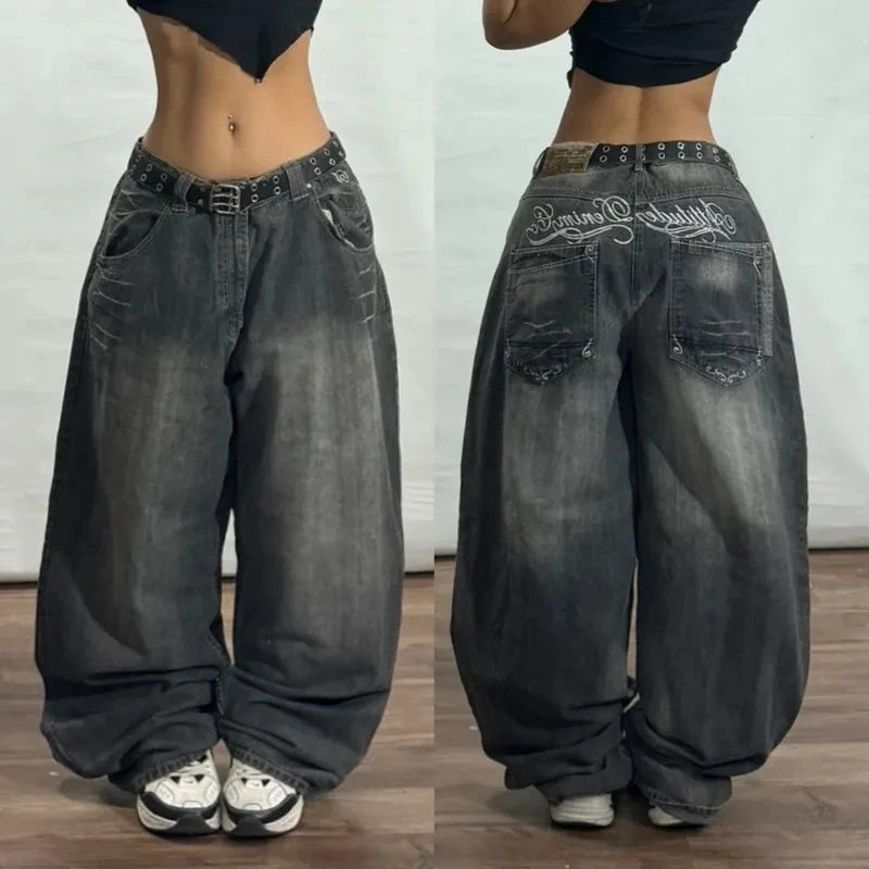 American Fashion Trends Joker Tooling Pocket Baggy Jeans Female Street Y2K New Hip Hop Oversized Wide-leg Pants Unisex Jeans