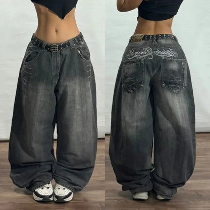 American Fashion Trends Joker Tooling Pocket Baggy Jeans Female Street Y2K New Hip Hop Oversized Wide-leg Pants Unisex Jeans