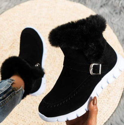 Winter Women Fur Warm Chelsea Snow Boots Casual Shoes New Short Plush Suede Ankle Boots Flats Gladiator Sport Ladies Botas Mujer