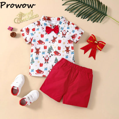 Toddler Boys Christmas Outfits Sets For Kids Short Sleeve Deer Outfit For Children Baby