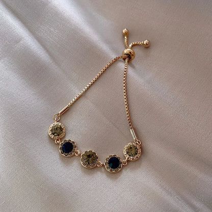 Luxury Blue Zircon 18K Gold Plated Women's Bracelet 2023 New Fashion Retro Zircon Bracelet Wedding Party Jewelry Gift