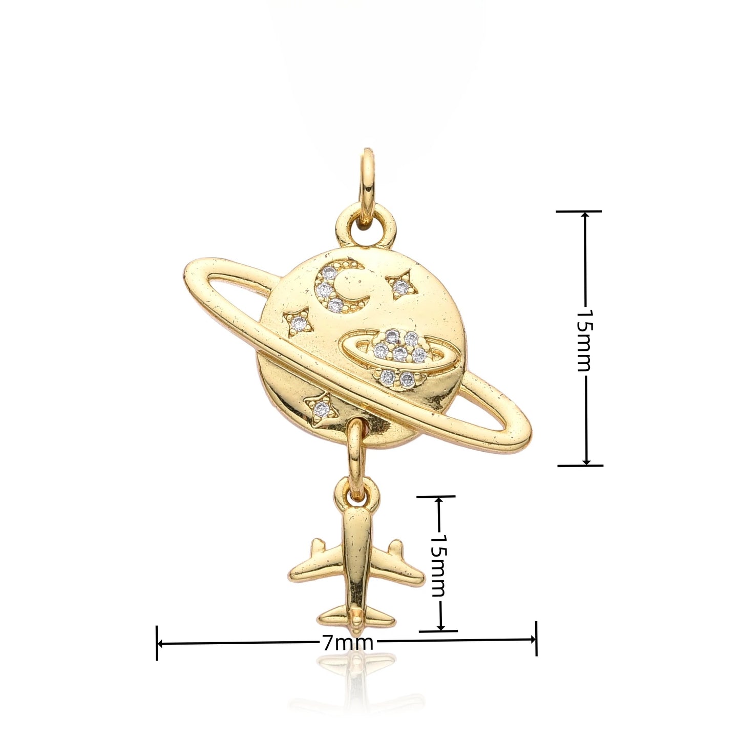 Y2K Gold Color Saturn Charms Micro-inlaid CZ Necklace for Women Planet Choker Chain Pendant DIY Jewelry Christmas Gift Wholesale