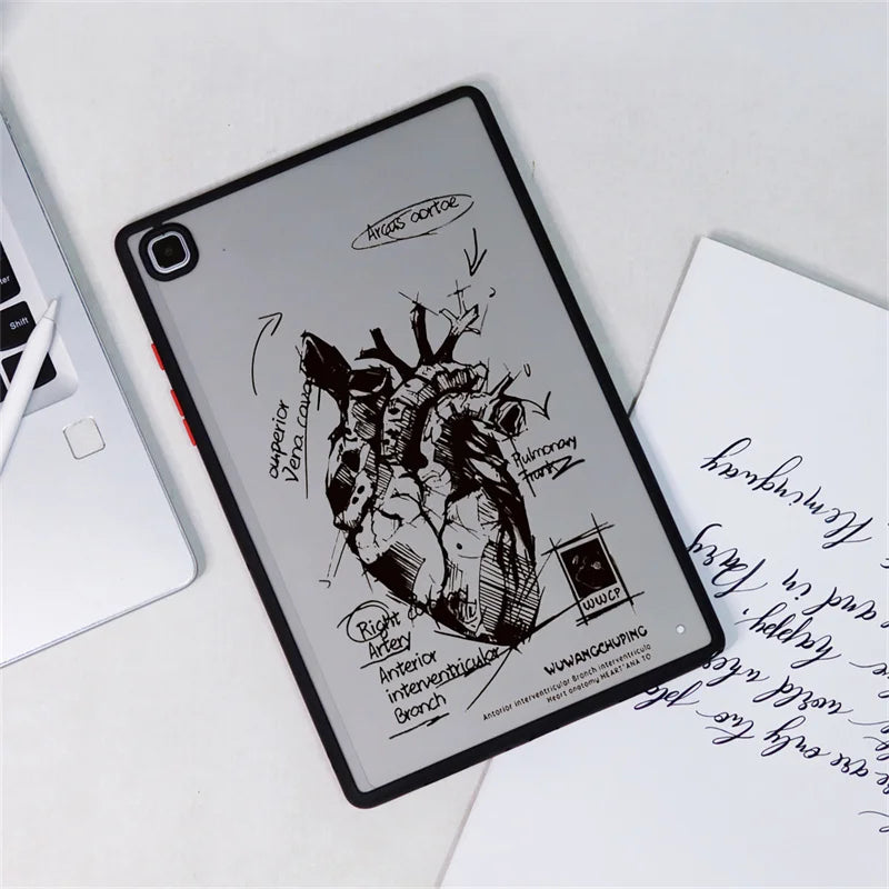 Sketching Heart Tablet Case For Samsung Galaxy Tab S9 FE 11 2023 S6 Lite 10.4 S9 S8 S7 FE 11" Plus 12.4" A8 A7 Hard Matte Cover