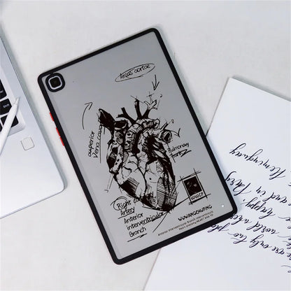 Sketching Heart Tablet Case For Samsung Galaxy Tab S9 FE 11 2023 S6 Lite 10.4 S9 S8 S7 FE 11" Plus 12.4" A8 A7 Hard Matte Cover