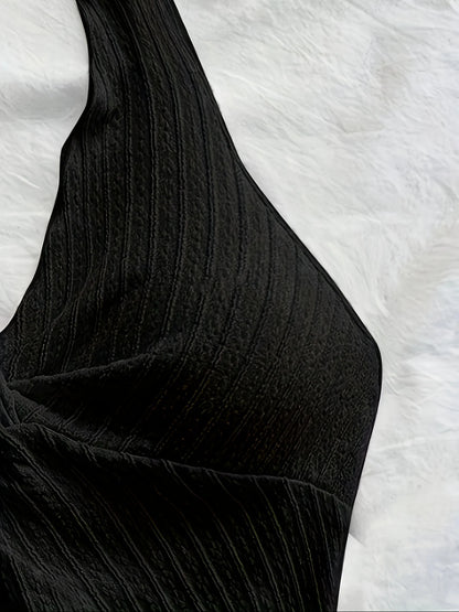 Spring and summer fashion new elegant solid color versatile halter vest single piece