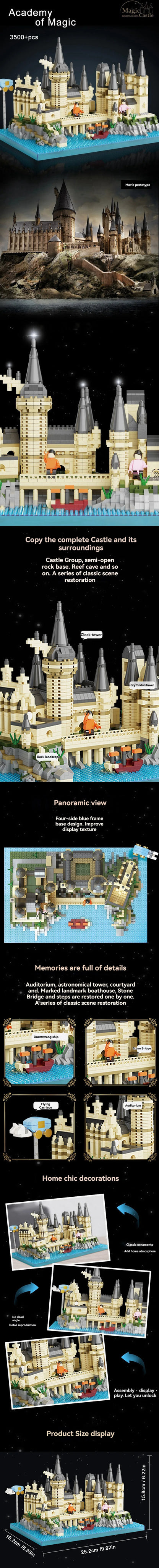 Magic Castle Medieval Architecture Building Set Creative Technical Assembly Bricks MOC Kit Gift Adults Kids Holiday