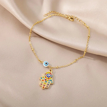 Evil Eye Anklets for Women Stainless Steel Boho Anklet Summer Charm Ankle Bracelet Lucky Amulet Jewelry Beach Accessoires Femme
