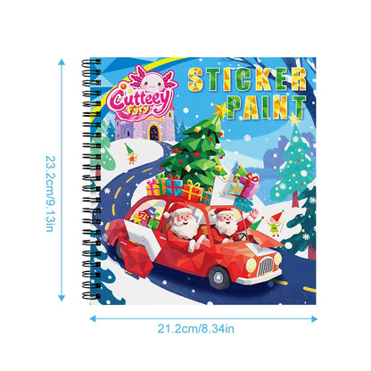 1PCS Stickers Paint Book For Grils Christmas Gift Christmas Tree Snowman Stickers By Number For Outgoing Travel Kids Stationery