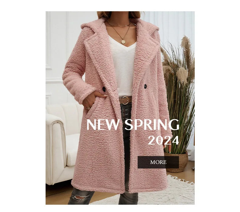 2024 Autumn and Winter Temperament Casual Loose Hooded Knitted Jacket Women's Clothing Пальто Женское