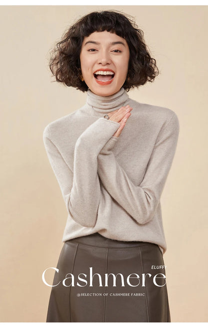 New Women's Cashmere Sweater 100% Pure Cashmere Knitted High Collar Hoodie Hot Selling Soft Solid Color Women's Top