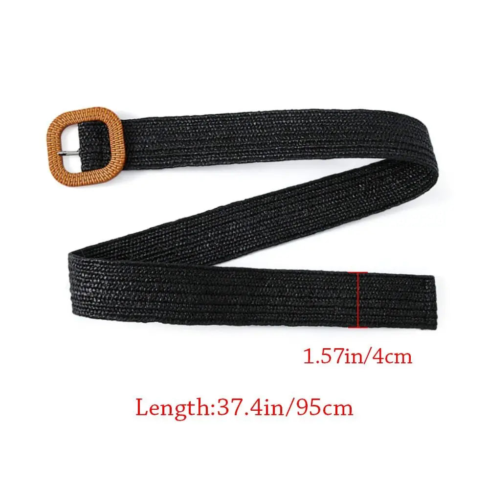 Fashion Wide Waistband Female Waist Belt Bohemian Braided Belts for Women Summer Patchwork Straw Woven Belt