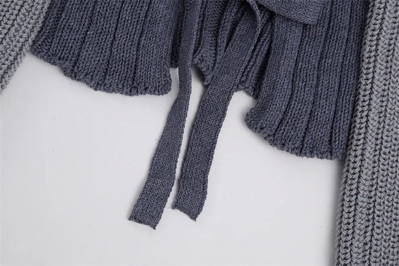 Fashionable Backless Knot Design Knitted Top Women's Autumn Wear Versatile Street Style round Neck Long Sleeve Polyester