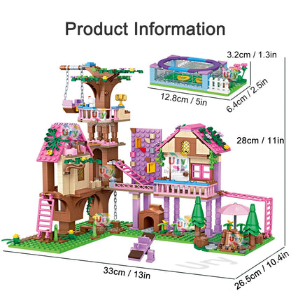Friends City Tree House Summer Holiday Villa Castle Garden Swimming Pool Building Blocks Sets Figures DIY Toys for Girls Gifts