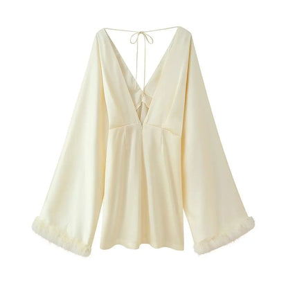 Women's Clothing Fashion Versatile Design Sense Niche Lazy Style Spice Girl Age-reducing Dress Feather Trim Skirt