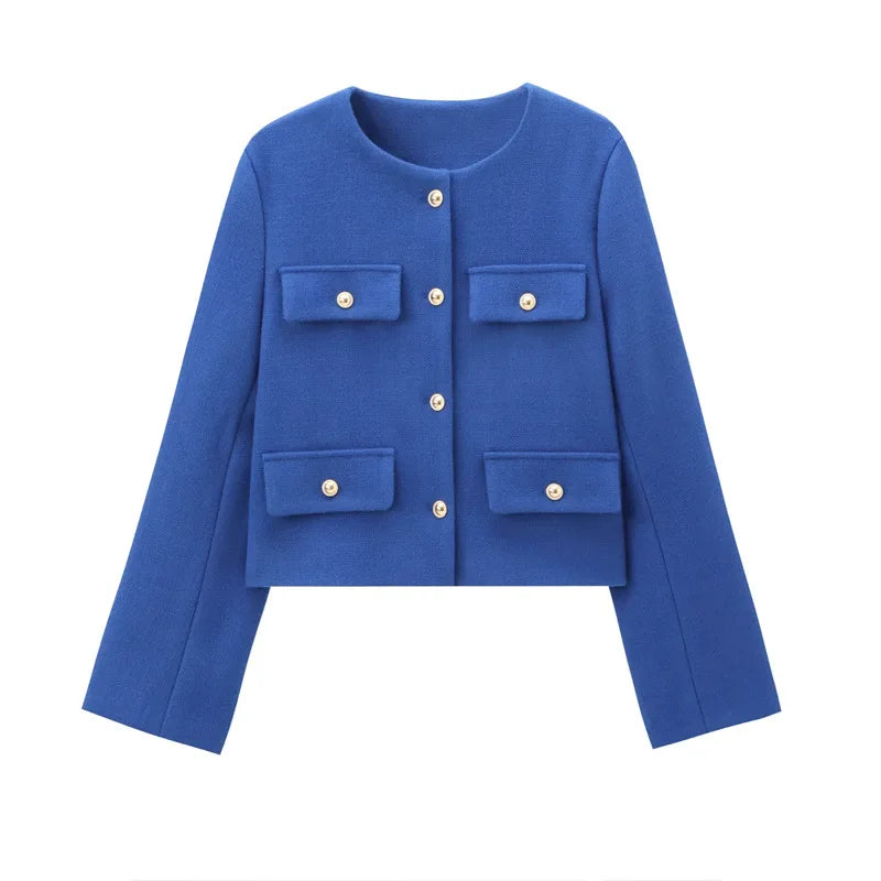 2025 New Woman Jackets Outerwears Long Sleeve Cropped Fashion Jacket for Women Button Short Coats Elegant Women's Coat