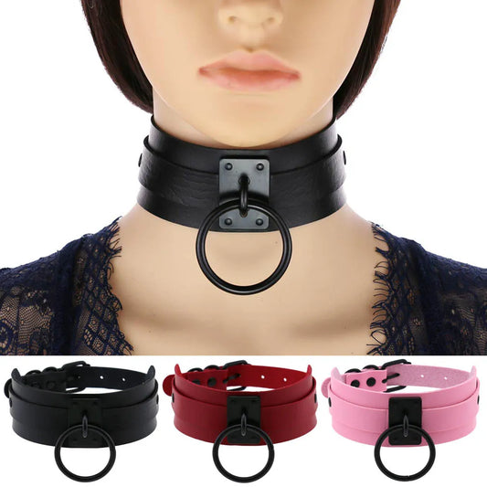 Punk Black O-Round Metal Leather Choker Collar Goth Fashion Necklaces 2025 Women Girls Rock Harajuku Emo Gothic Jewelry