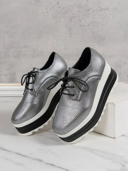 Women's Platform Wedge Heeled Shoes Casual Lace Up Outdoor Shoe Comfortable High Heel Sneakers Low Top Sneaker Thick Sole