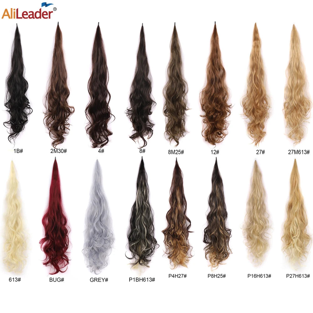 32" Flexible Wrap Around Ponytail Hair Extension Long Curly Synthetic Ponytail Wavy Pretty Hair Ponytails Hairpieces For Women