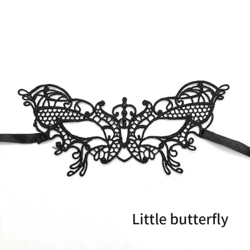 EtherealBe women's black lace masquerade mask with intricate butterfly design for elegant parties