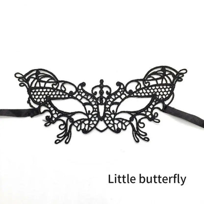 EtherealBe women's black lace masquerade mask with intricate butterfly design for elegant parties