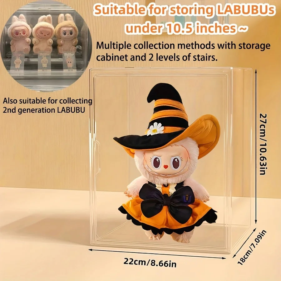 17cmLABUBU Collection Display Cabinet, Acrylic Transparent Storage Box,  for LABUBU V1 V2 V3 Series Doll Collection Display