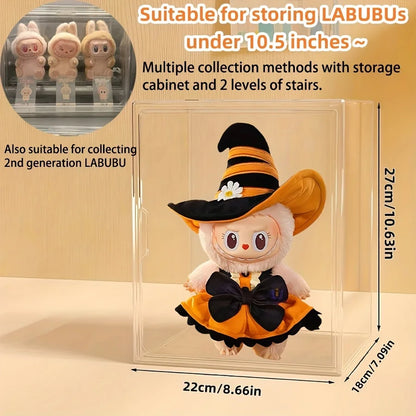 17cmLABUBU Collection Display Cabinet, Acrylic Transparent Storage Box,  for LABUBU V1 V2 V3 Series Doll Collection Display