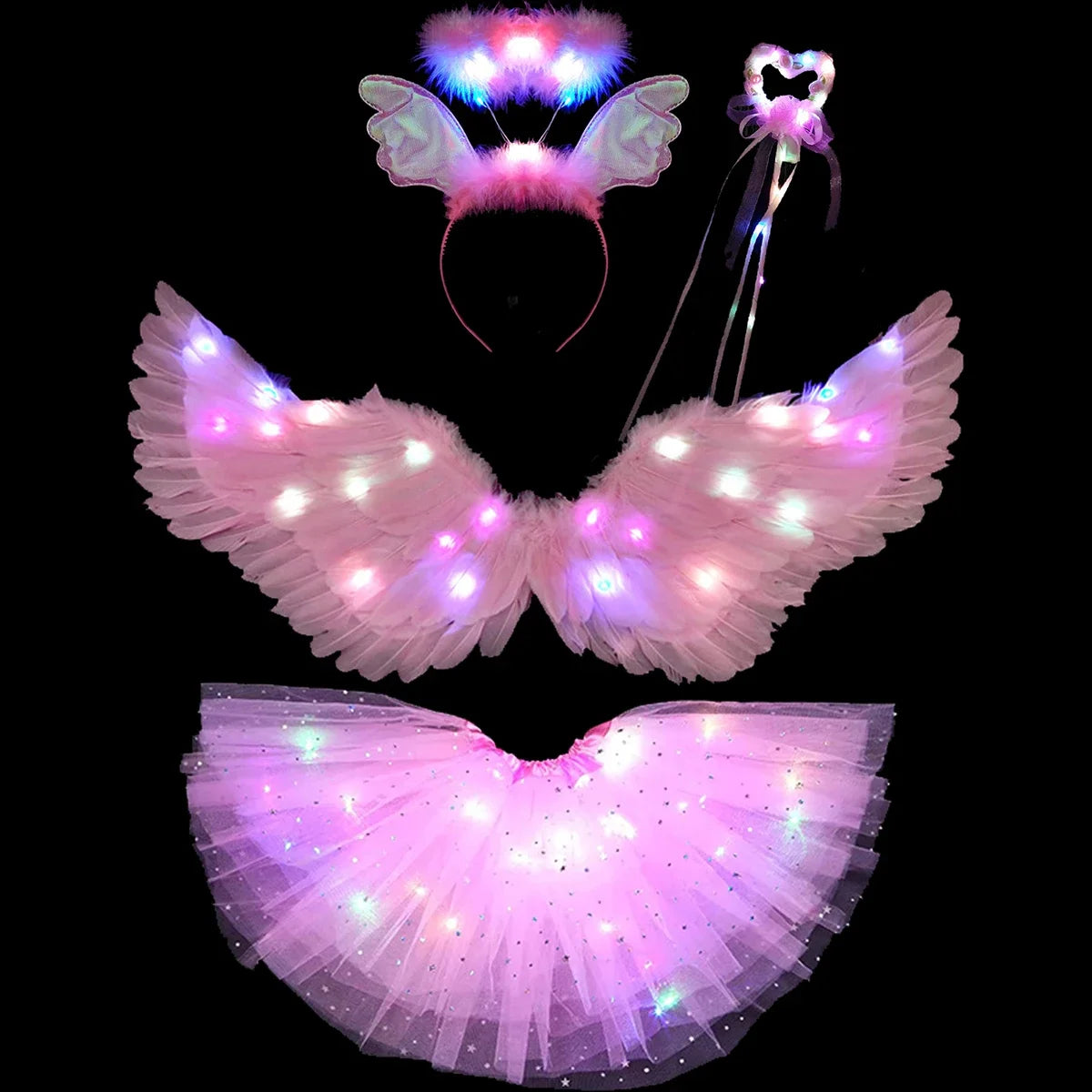 EtherealBe Light Up Angel Costume for Girls Set