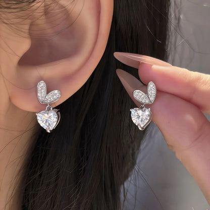 D Color 2ct Heart-Shaped Moissanite Earrings S925 Sterling Silver Ear Stud for Woman Party Anniversary High-End Jewelry Gift