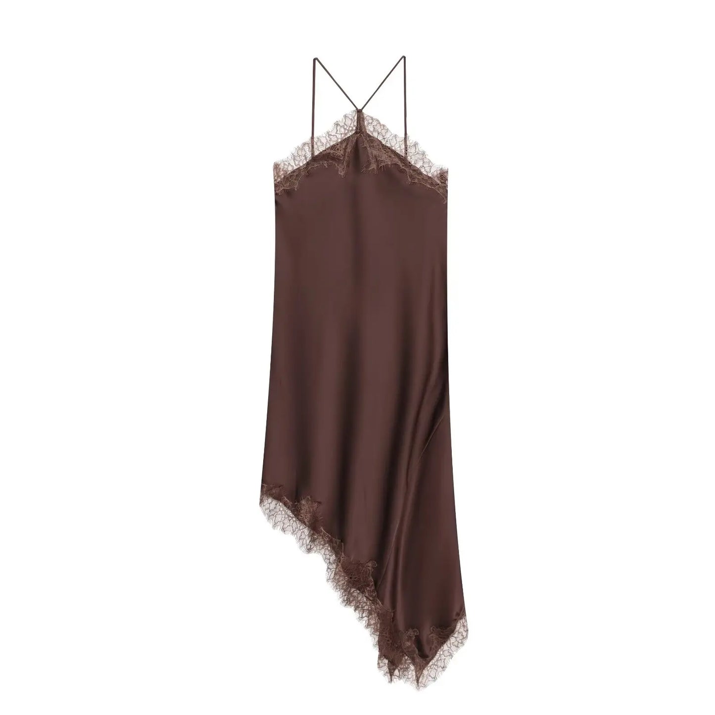 2025 Sexy Lace Spliced Sling Dresses For Women Elegant Sleeveless Backless Irregular Hem Dress Lady Chic Holiday Party Wear