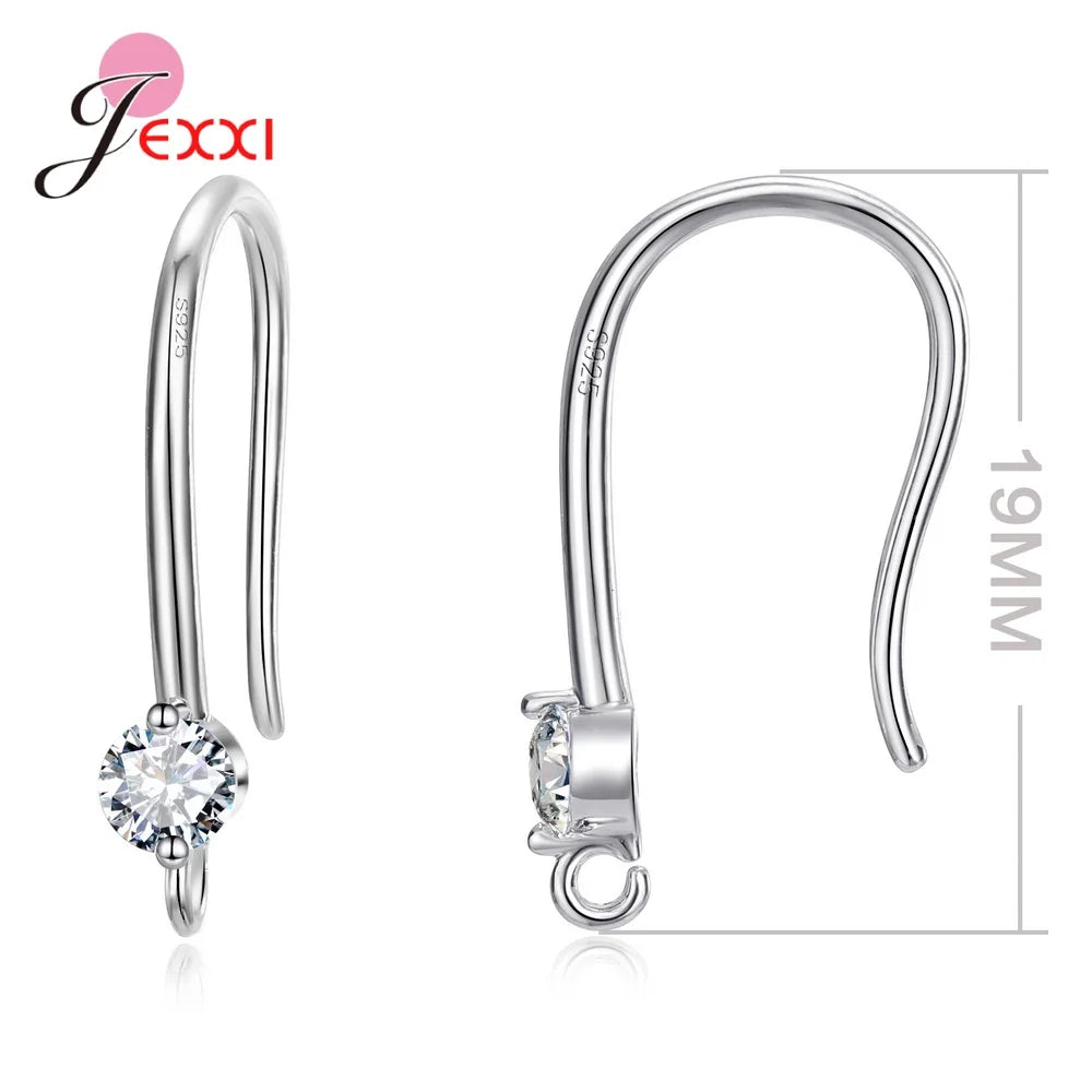 New Arrivals Sparkling Earrings Findings Real 925 Sterling Silver Color Earrings Components For Women Hand Making DIY Jewelry