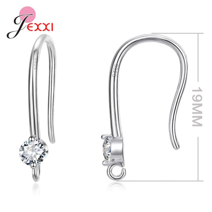 New Arrivals Sparkling Earrings Findings Real 925 Sterling Silver Color Earrings Components For Women Hand Making DIY Jewelry