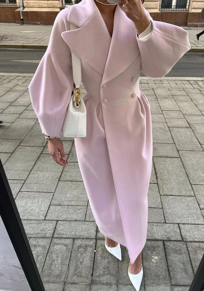 Winter Coat for Women Elegant Lantern Sleeve Lapel Collar Trench Coats Vintage Chic Long Jackets Overcoat 2023 Luxury Outwear