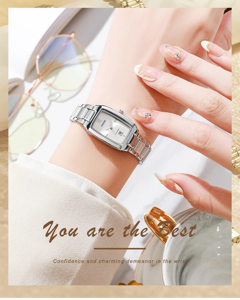 WWOOR Luxury Woman's Watch Elegant Waterproof Stainless Steel Watch for Ladies Dress Square Quartz Women's Watches Reloj mujer