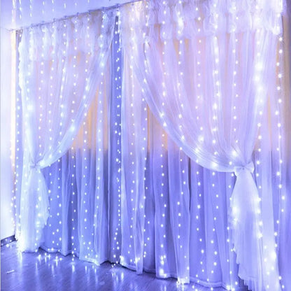 2024 Christmas Home Bedroom Decorations USB Curtain LED String Lights Remote Control New Year 2025 Xmas Party Decor Noel Navidad